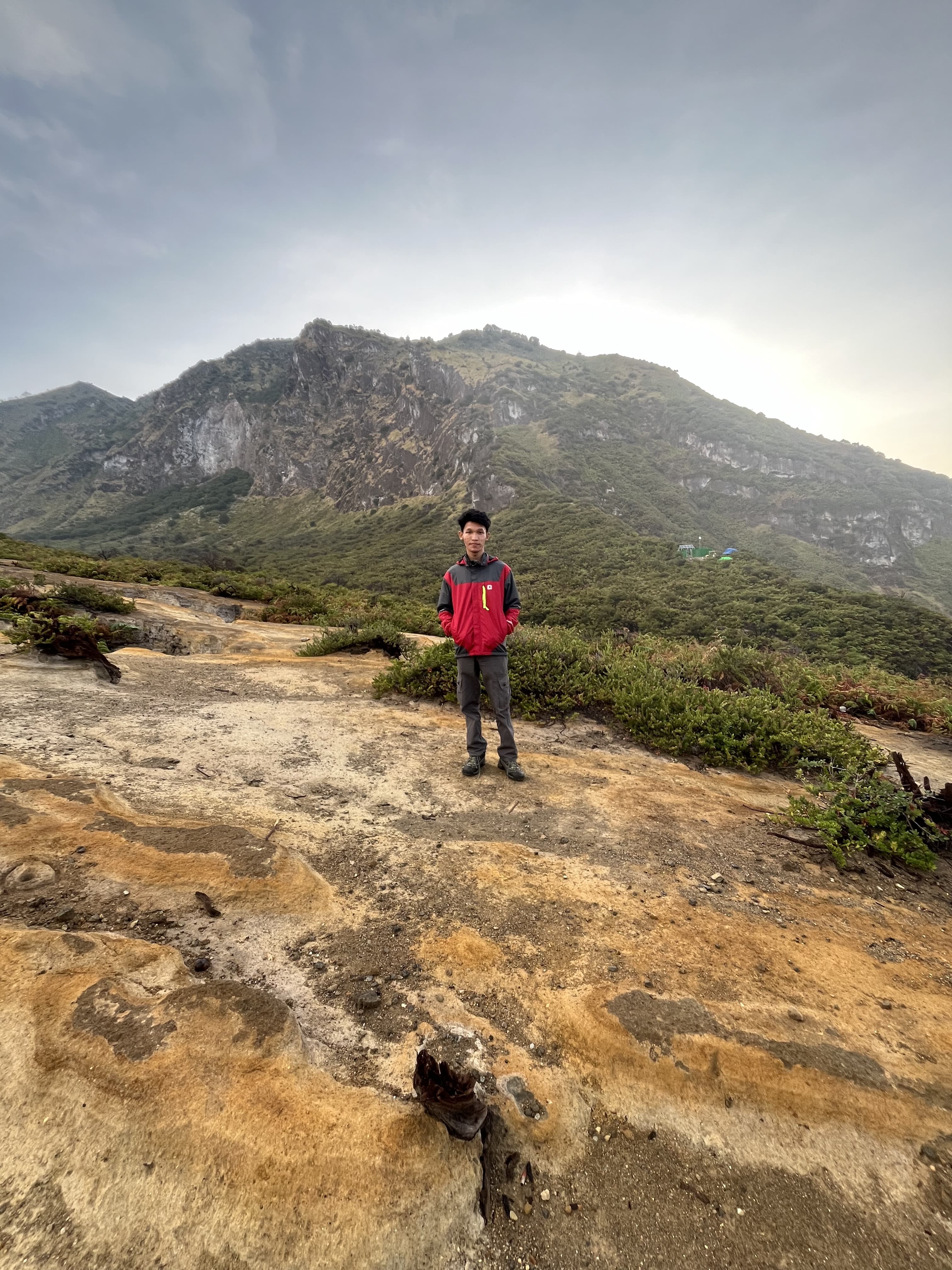 Friesko hiking at a mountain